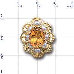 A1605 14K CITRINE CENTER & PEARL SLIDE 